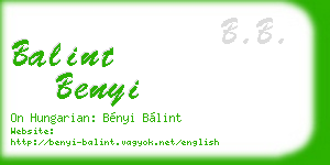 balint benyi business card