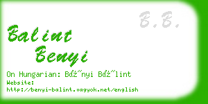 balint benyi business card